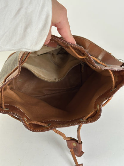 Vintage Celine Paris Leather Monogram Sac Seau Bag brown