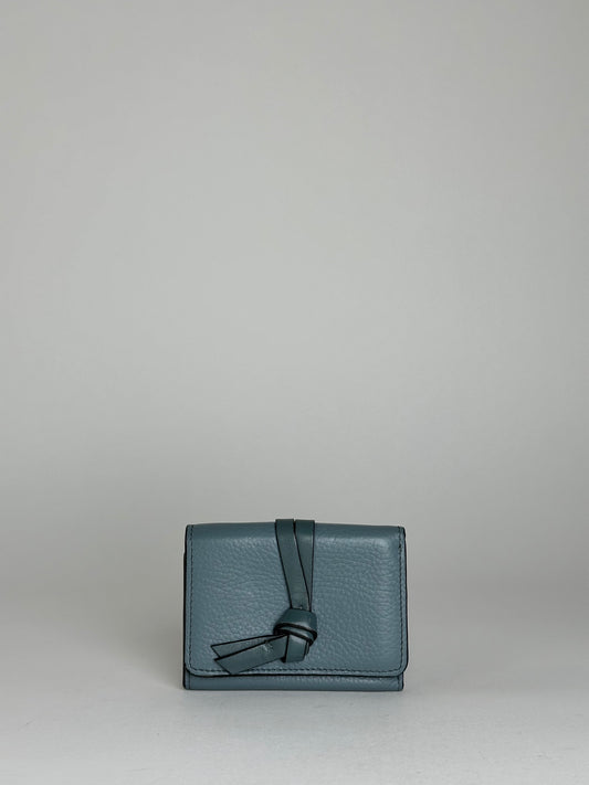 Vintage Chloe Grained Leather Compact Wallet Dusty Blue