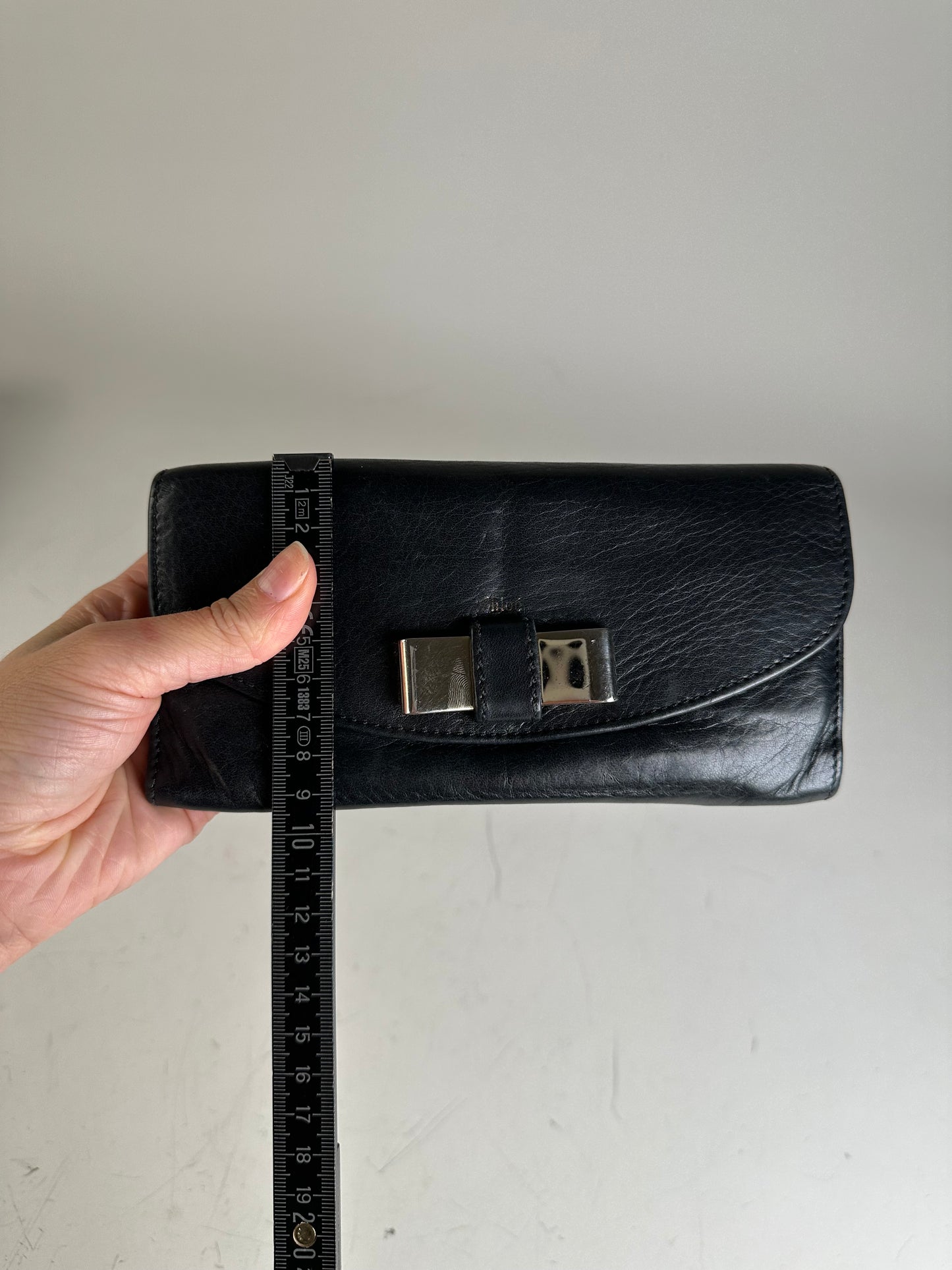 Vintage Chloe Leather Wallet Black Silver
