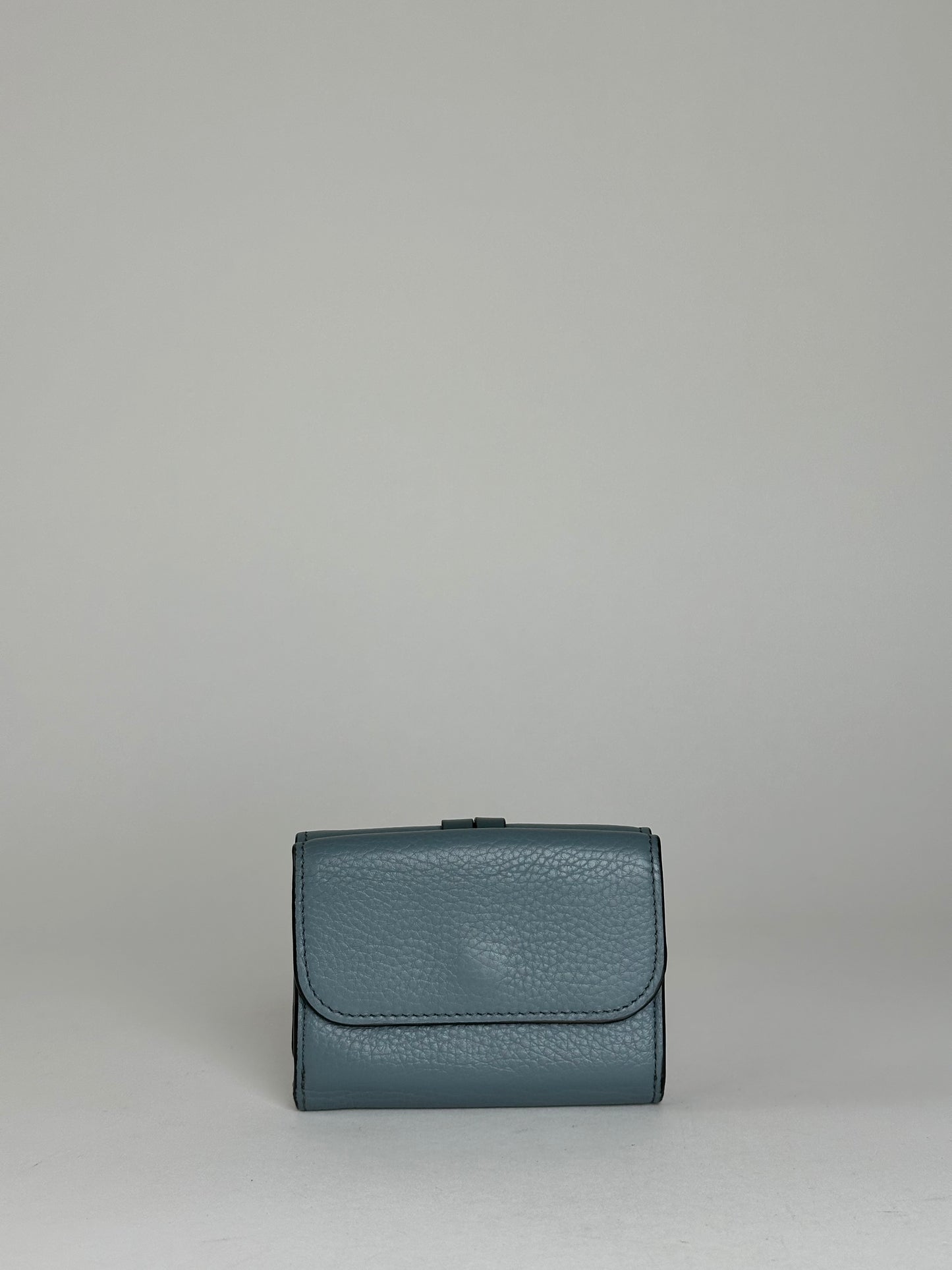 Vintage Chloe Grained Leather Compact Wallet Dusty Blue