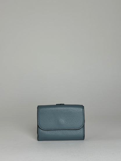 Vintage Chloe Grained Leather Compact Wallet Dusty Blue