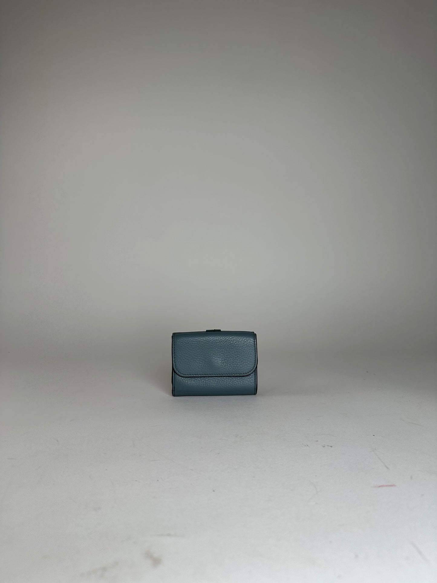 Vintage Chloe Grained Leather Compact Wallet Dusty Blue