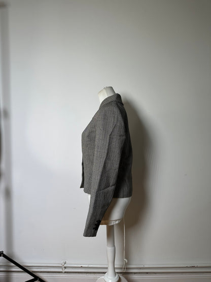 Vintage Ferragamo Houndstooth Wool Jacket Black White M