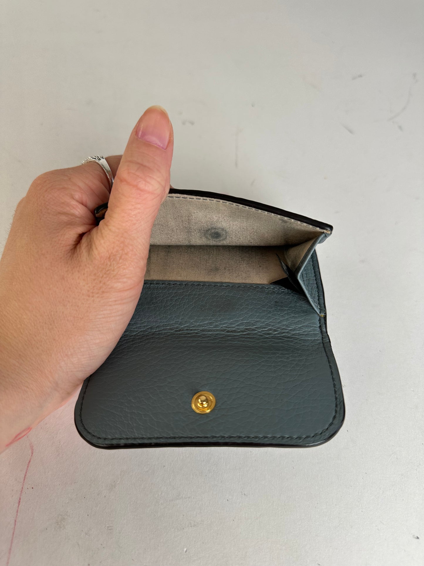 Vintage Chloe Grained Leather Compact Wallet Dusty Blue