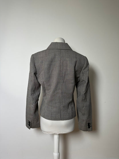 Vintage Ferragamo Houndstooth Wool Jacket Black White M