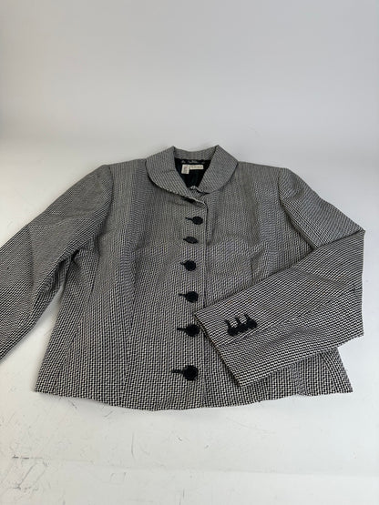 Vintage Ferragamo Houndstooth Wool Jacket Black White M