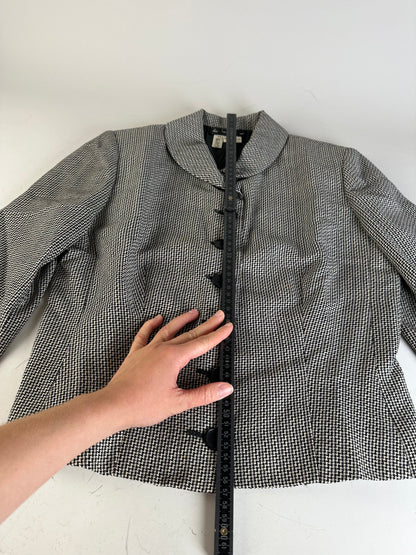 Vintage Ferragamo Houndstooth Wool Jacket Black White M