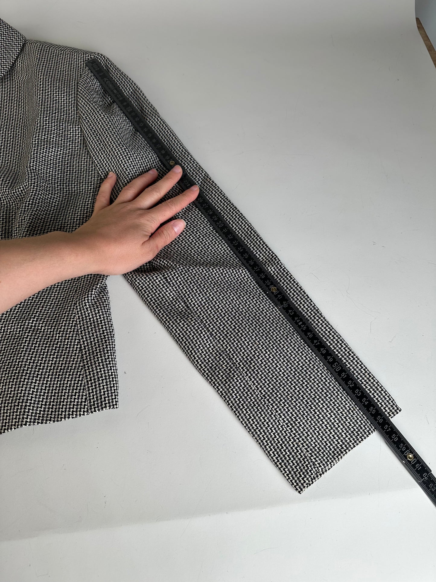 Vintage Ferragamo Houndstooth Wool Jacket Black White M