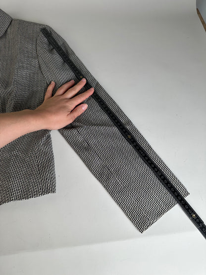 Vintage Ferragamo Houndstooth Wool Jacket Black White M