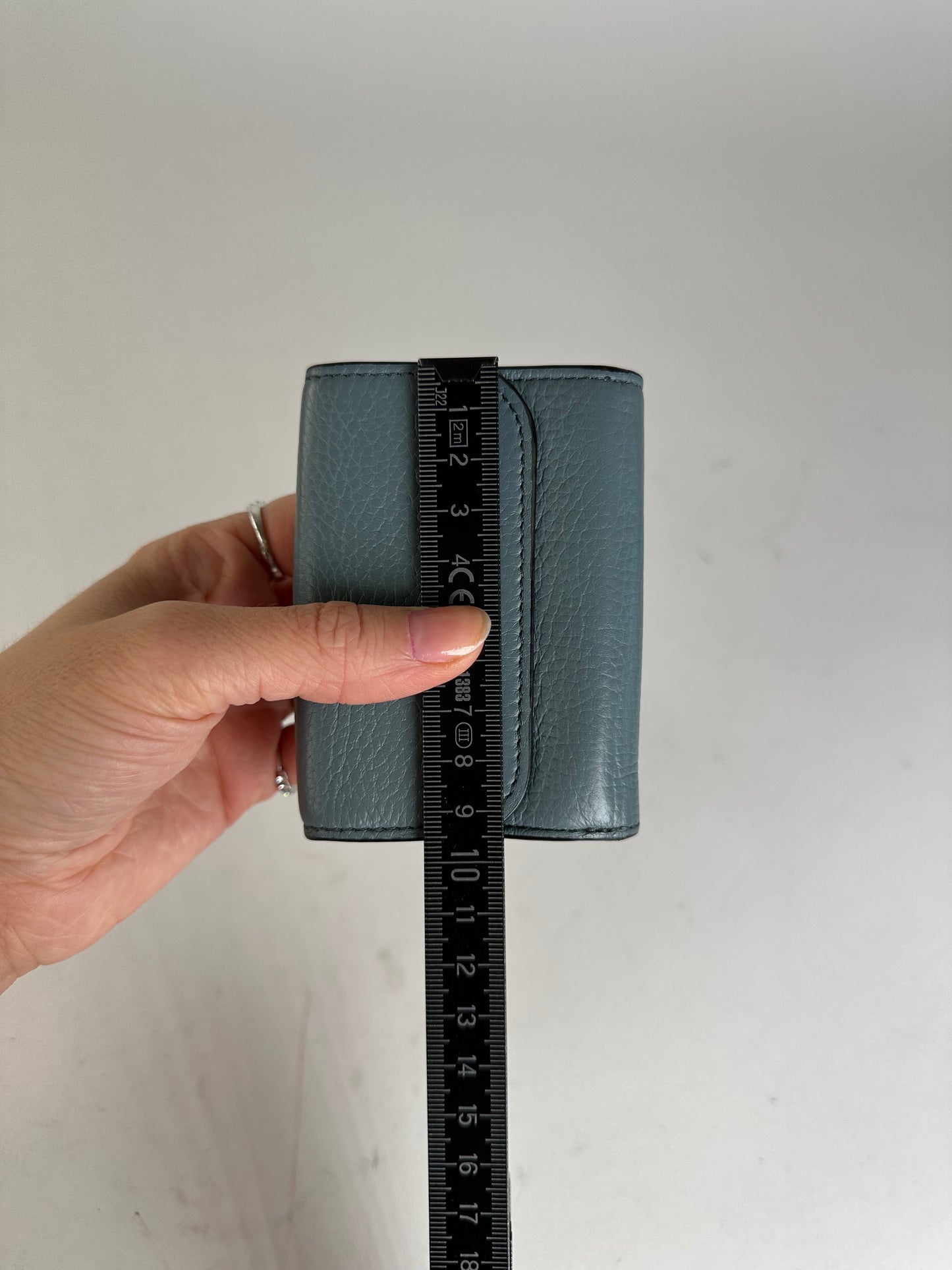 Vintage Chloe Grained Leather Compact Wallet Dusty Blue