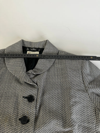 Vintage Ferragamo Houndstooth Wool Jacket Black White M