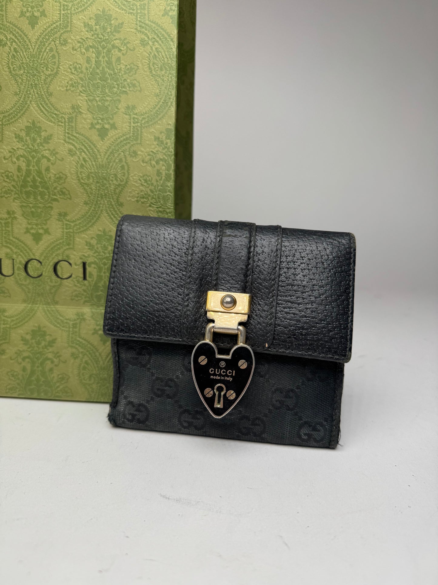 Vintage Gucci Monogram Leather wallet black