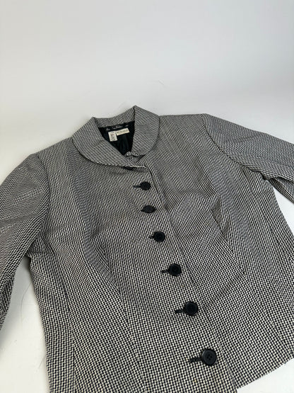 Vintage Ferragamo Houndstooth Wool Jacket Black White M