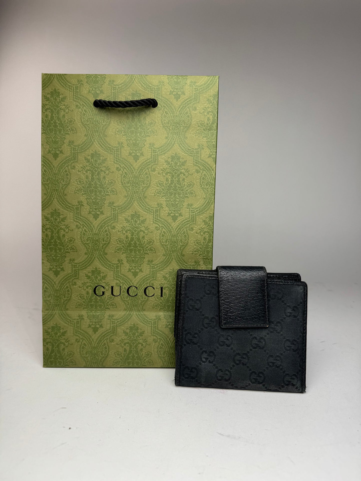 Vintage Gucci Monogram Leather wallet black