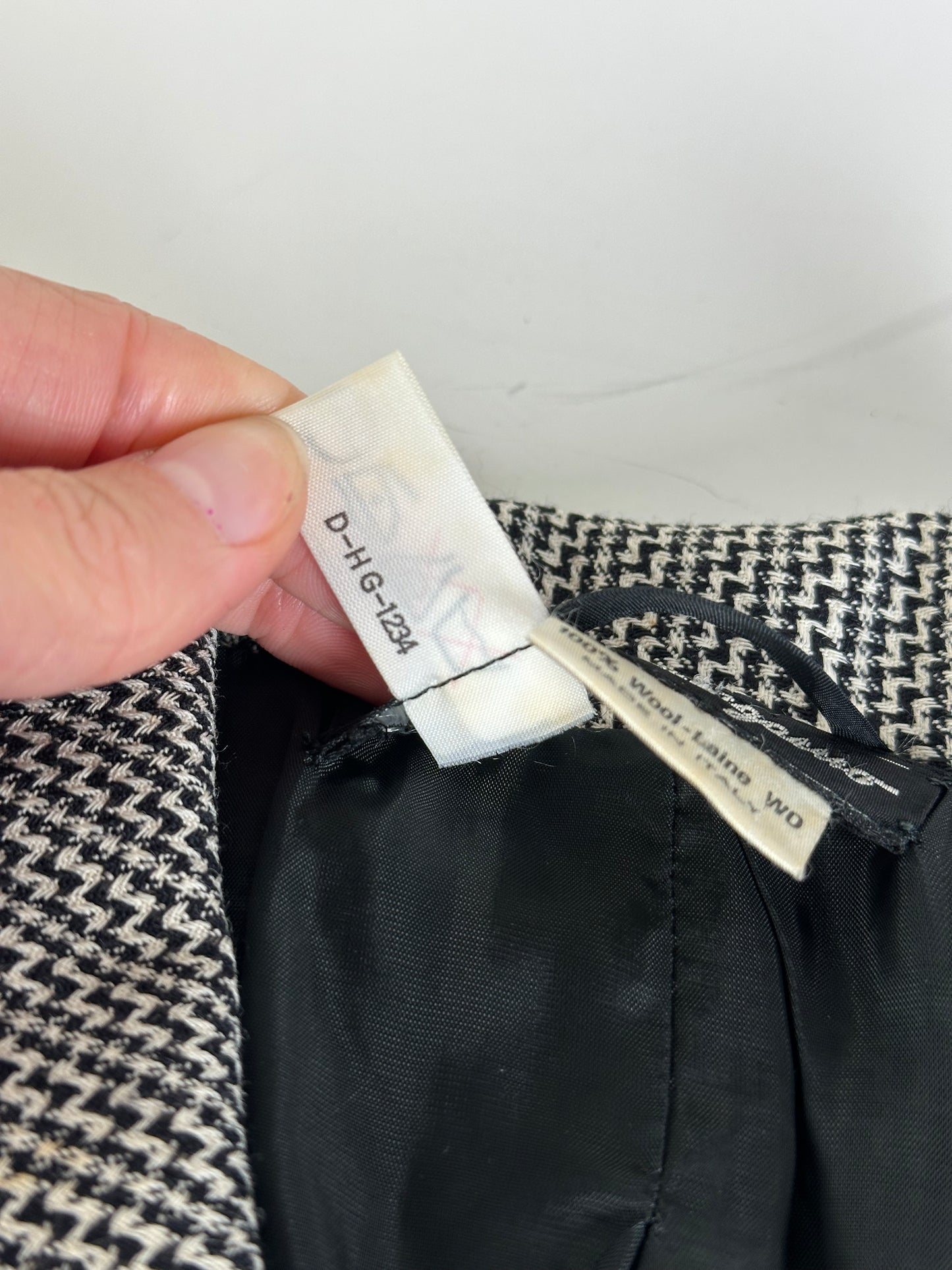 Vintage Ferragamo Houndstooth Wool Jacket Black White M