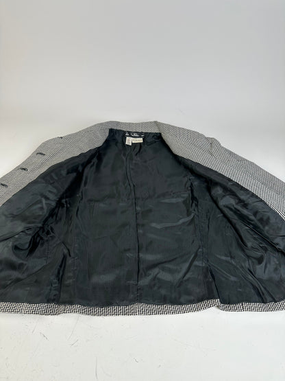 Vintage Ferragamo Houndstooth Wool Jacket Black White M