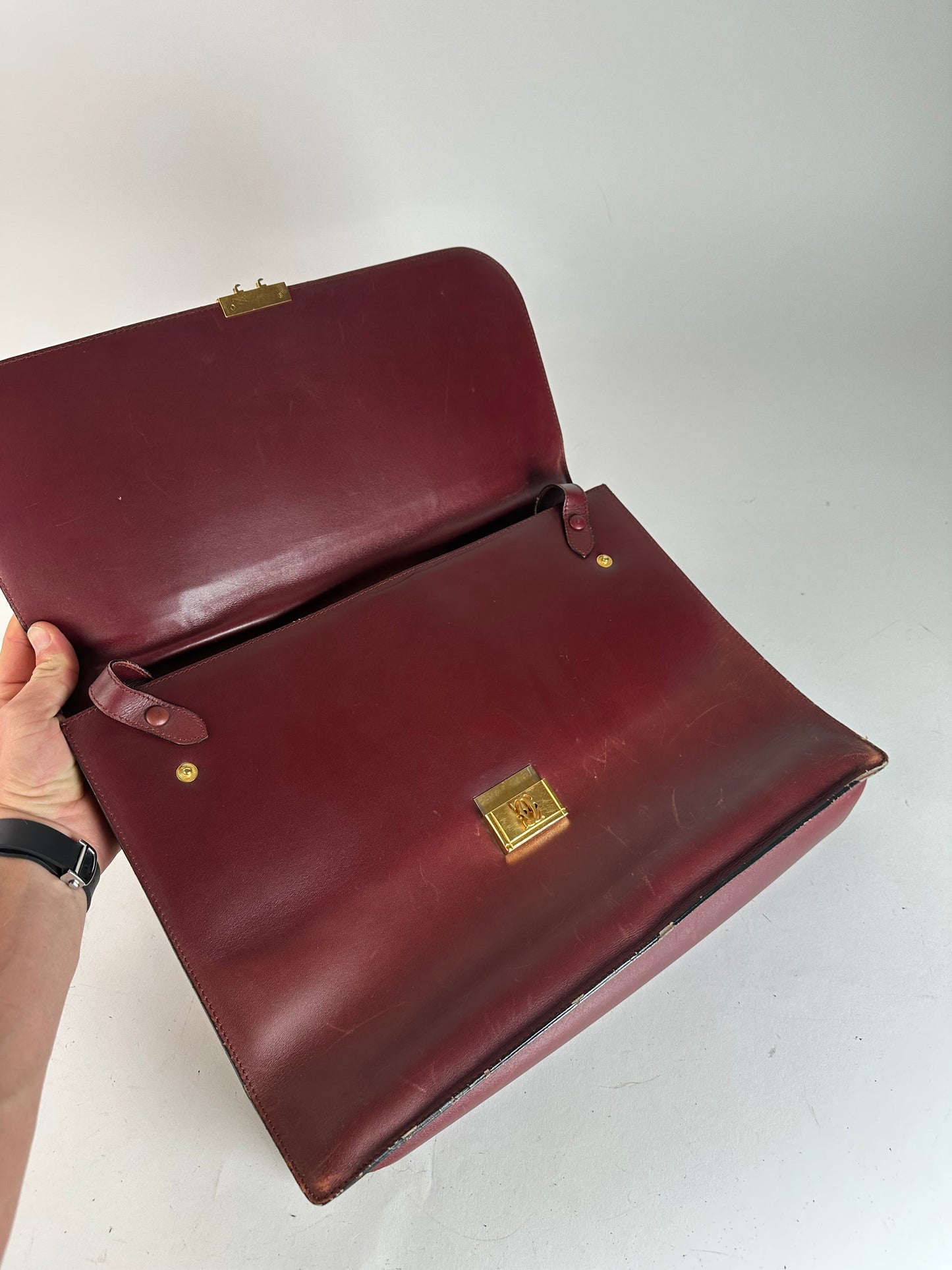 Vintage Cartier Burgundy Leather Satchel