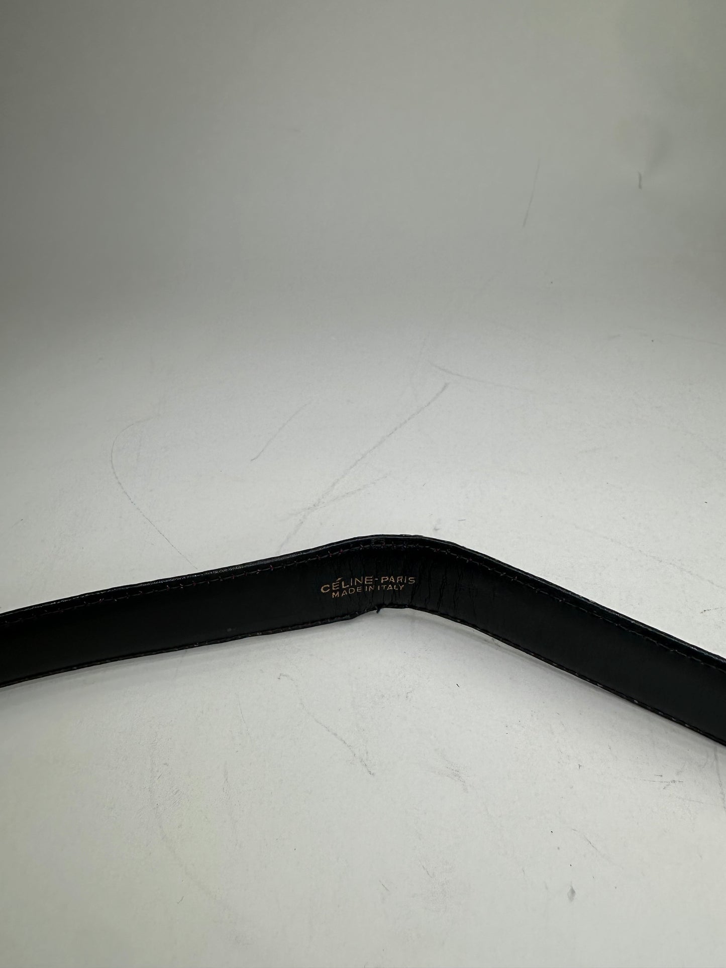 Vintage Celine Leather Shoulder Strap Black Burgundy Gold