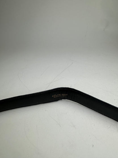 Vintage Celine Leather Shoulder Strap Black Burgundy Gold
