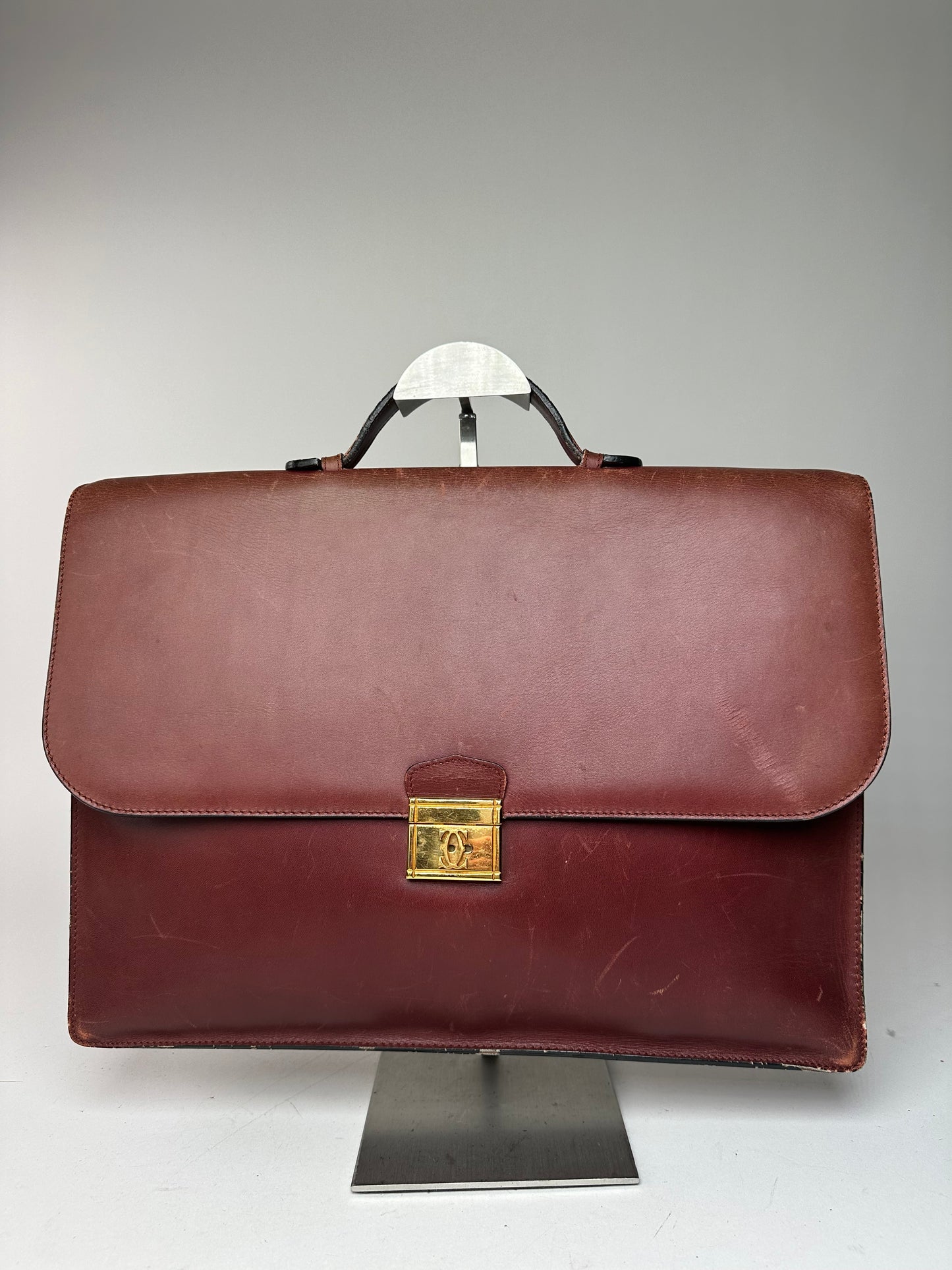 Vintage Cartier Burgundy Leather Satchel