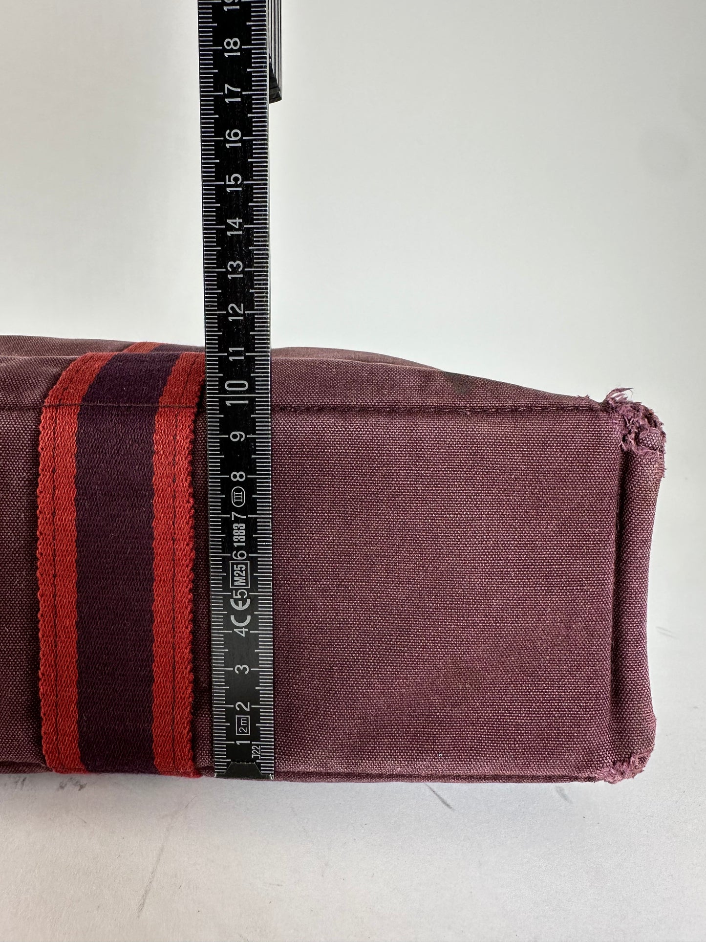 Vintage Hermes Fourre Tout Canvas Tote Bag Burgundy Red