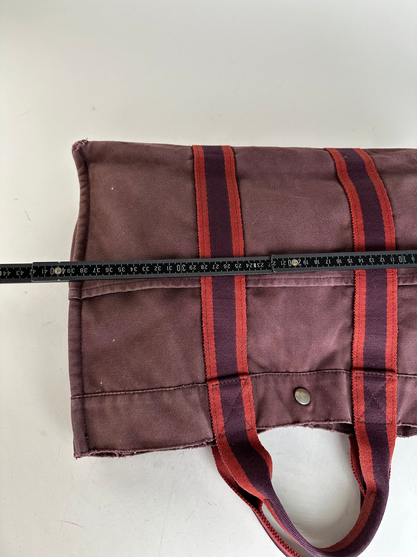 Vintage Hermes Fourre Tout Canvas Tote Bag Burgundy Red