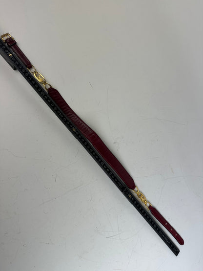 Vintage Celine Leather Shoulder Strap Black Burgundy Gold