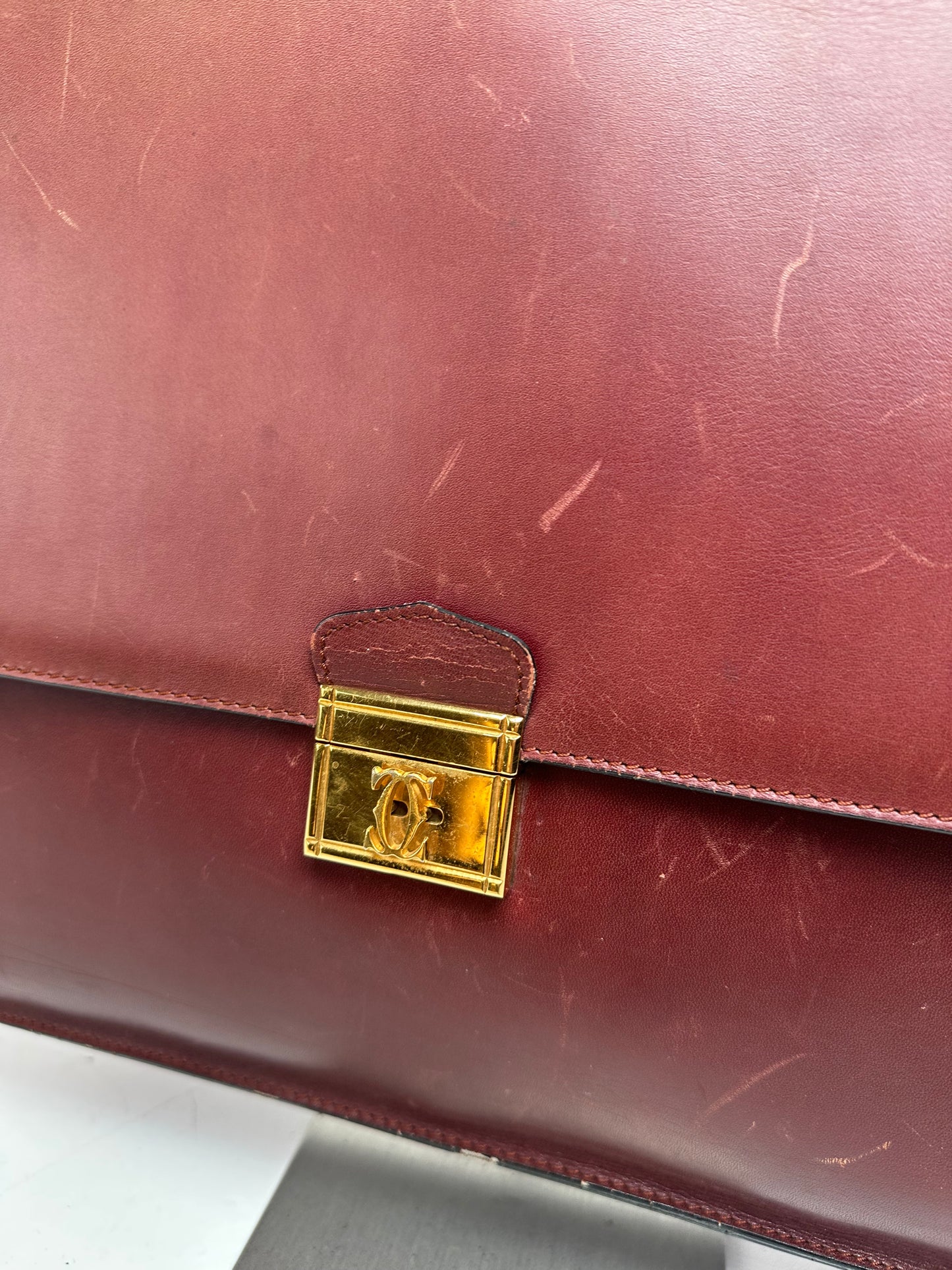 Vintage Cartier Burgundy Leather Satchel