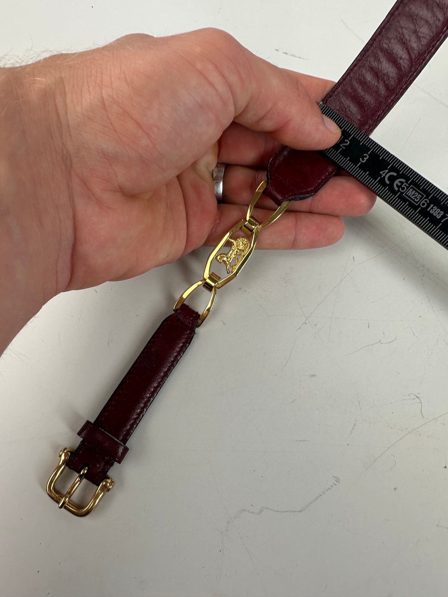 Vintage Celine Leather Shoulder Strap Black Burgundy Gold