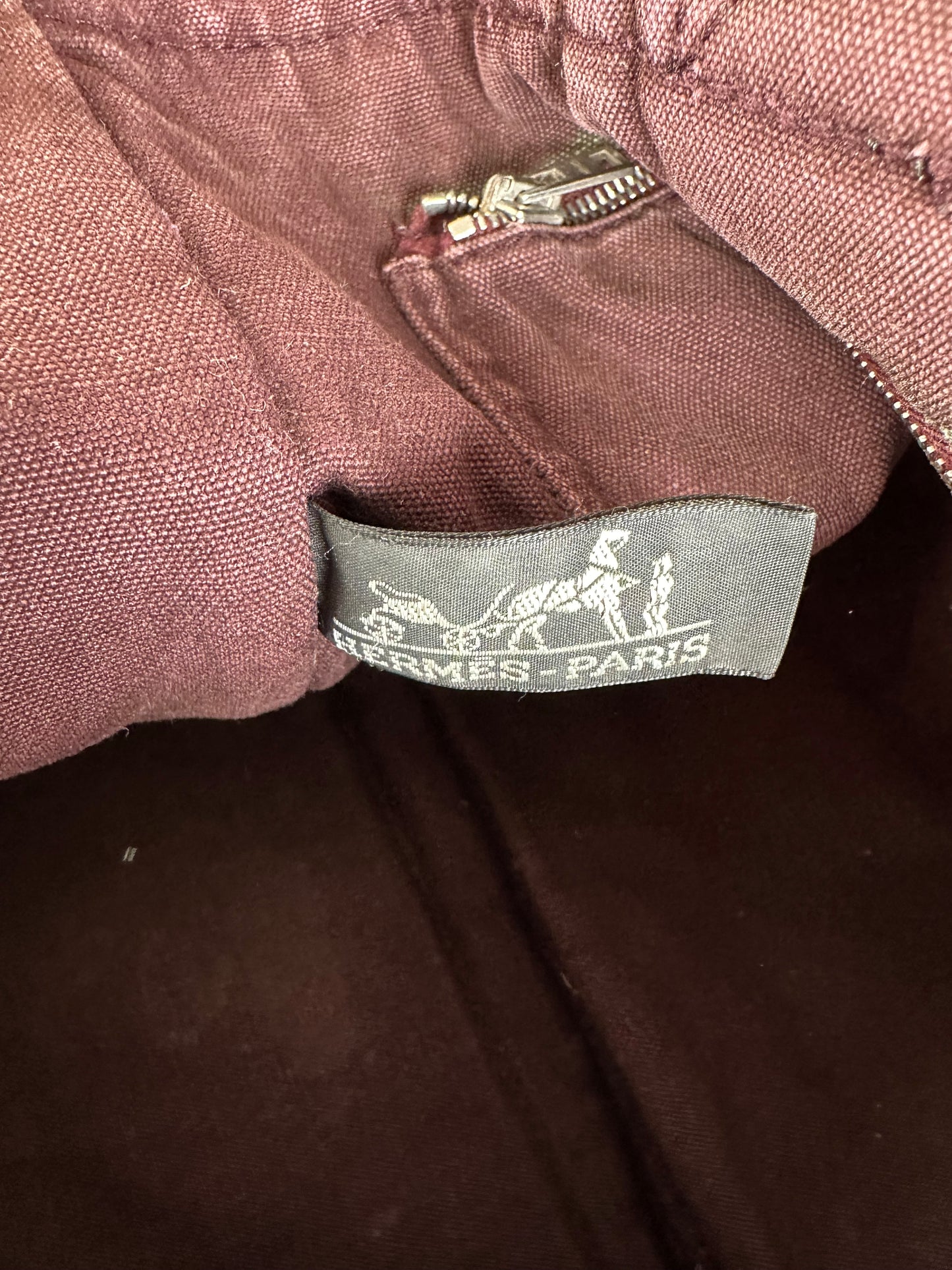Vintage Hermes Fourre Tout Canvas Tote Bag Burgundy Red