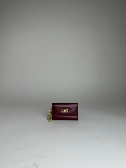 Vintage Celine Paris Leather 6-Key Holder Burgundy