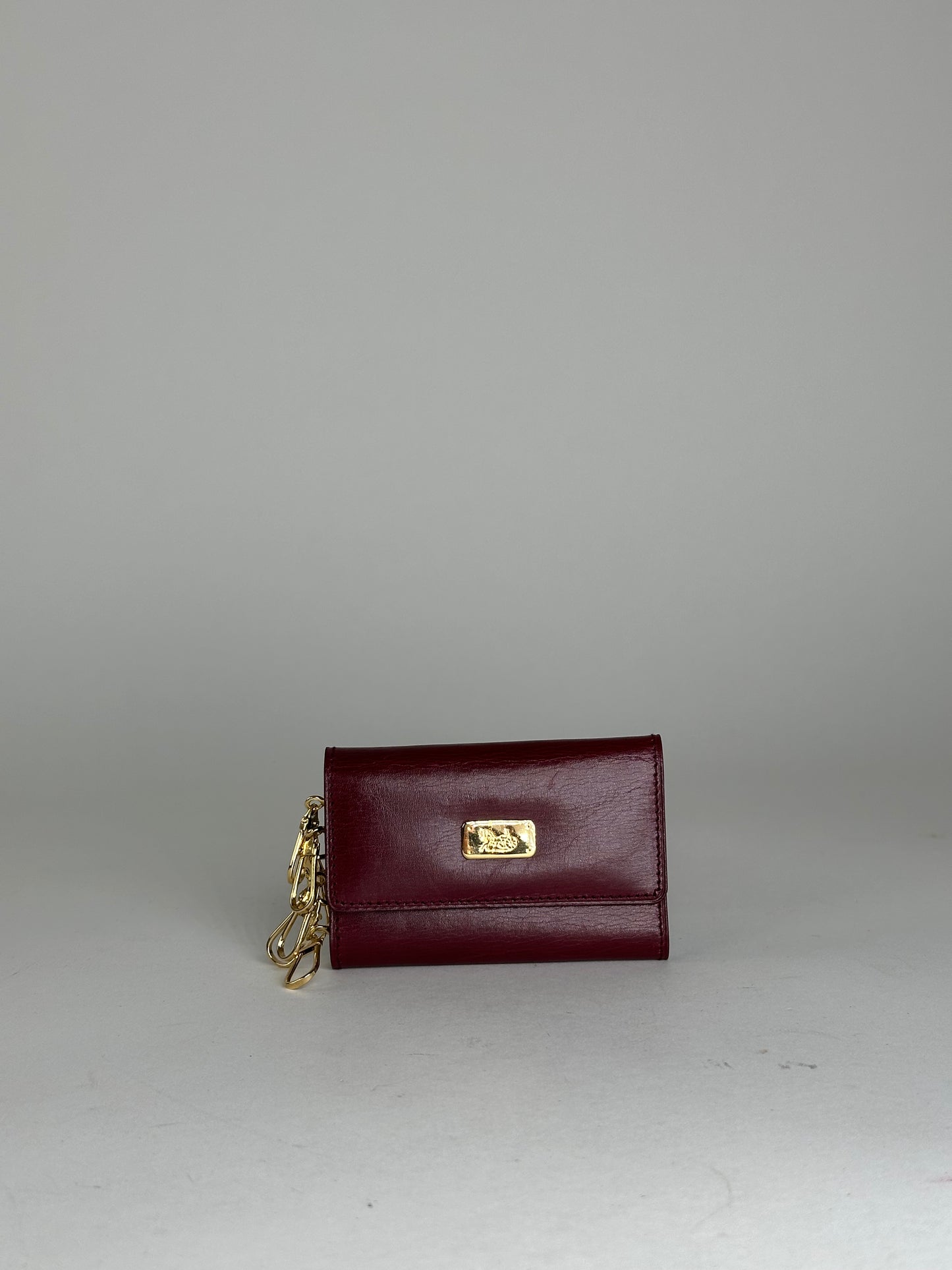Vintage Celine Paris Leather 6-Key Holder Burgundy