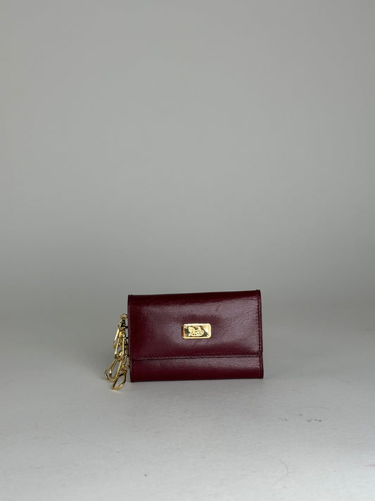Vintage Celine Paris Leather 6-Key Holder Burgundy