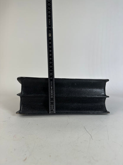 Vintage Courreges Textured Leather Handbag Black Gold