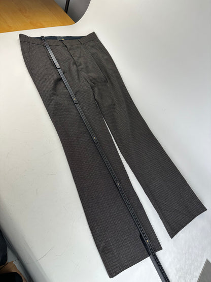 Vintage Fendi Checked Wool Blend Trousers Dark Grey XS