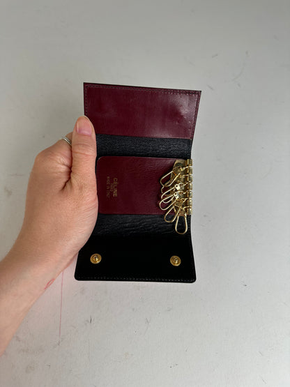 Vintage Celine Paris Leather 6-Key Holder Burgundy