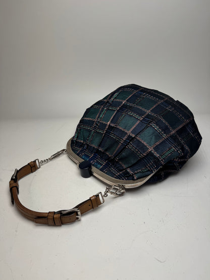 Vintage Marni Checked Wool Handbag Blue Green
