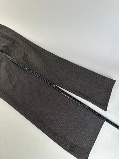 Vintage Fendi Checked Wool Blend Trousers Dark Grey XS