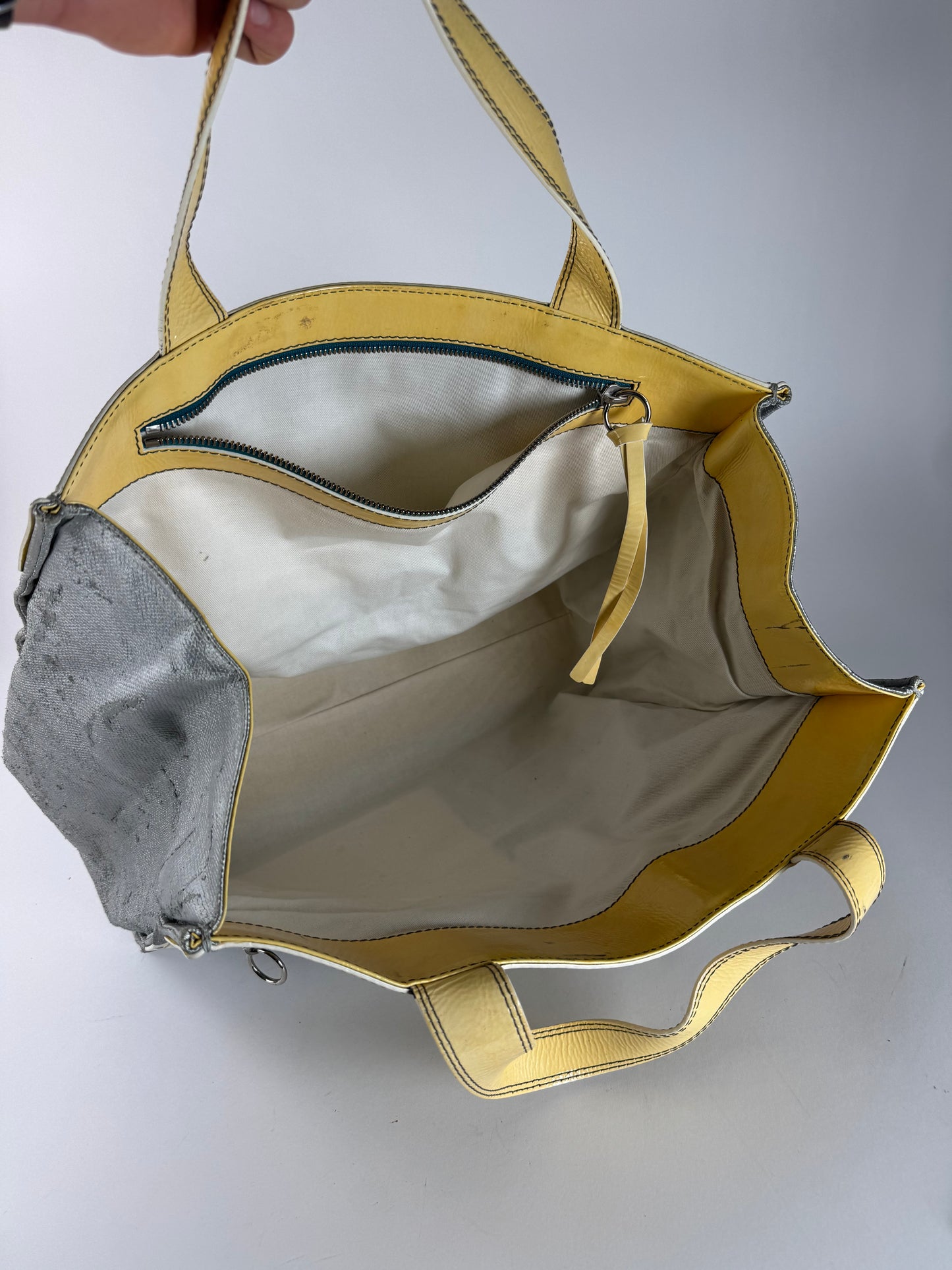 Vintage Chloe Big Tote Bag Silver Yellow white