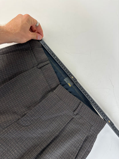 Vintage Fendi Checked Wool Blend Trousers Dark Grey XS