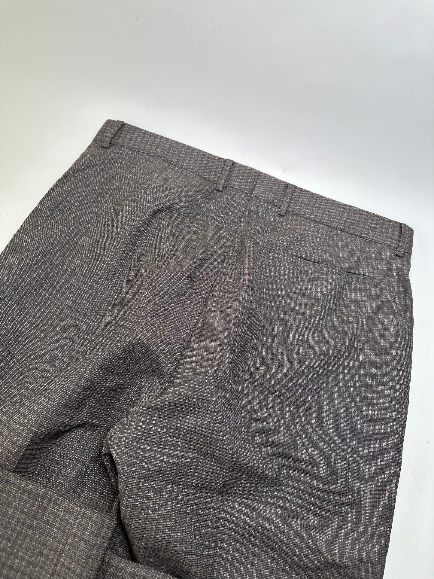 Vintage Fendi Checked Wool Blend Trousers Dark Grey XS