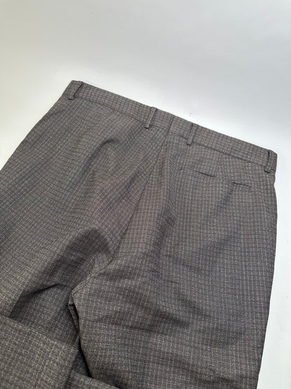 Vintage Fendi Checked Wool Blend Trousers Dark Grey XS