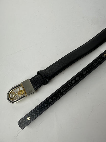 Vintage Celine Snake Emblossed Leather Belt Black