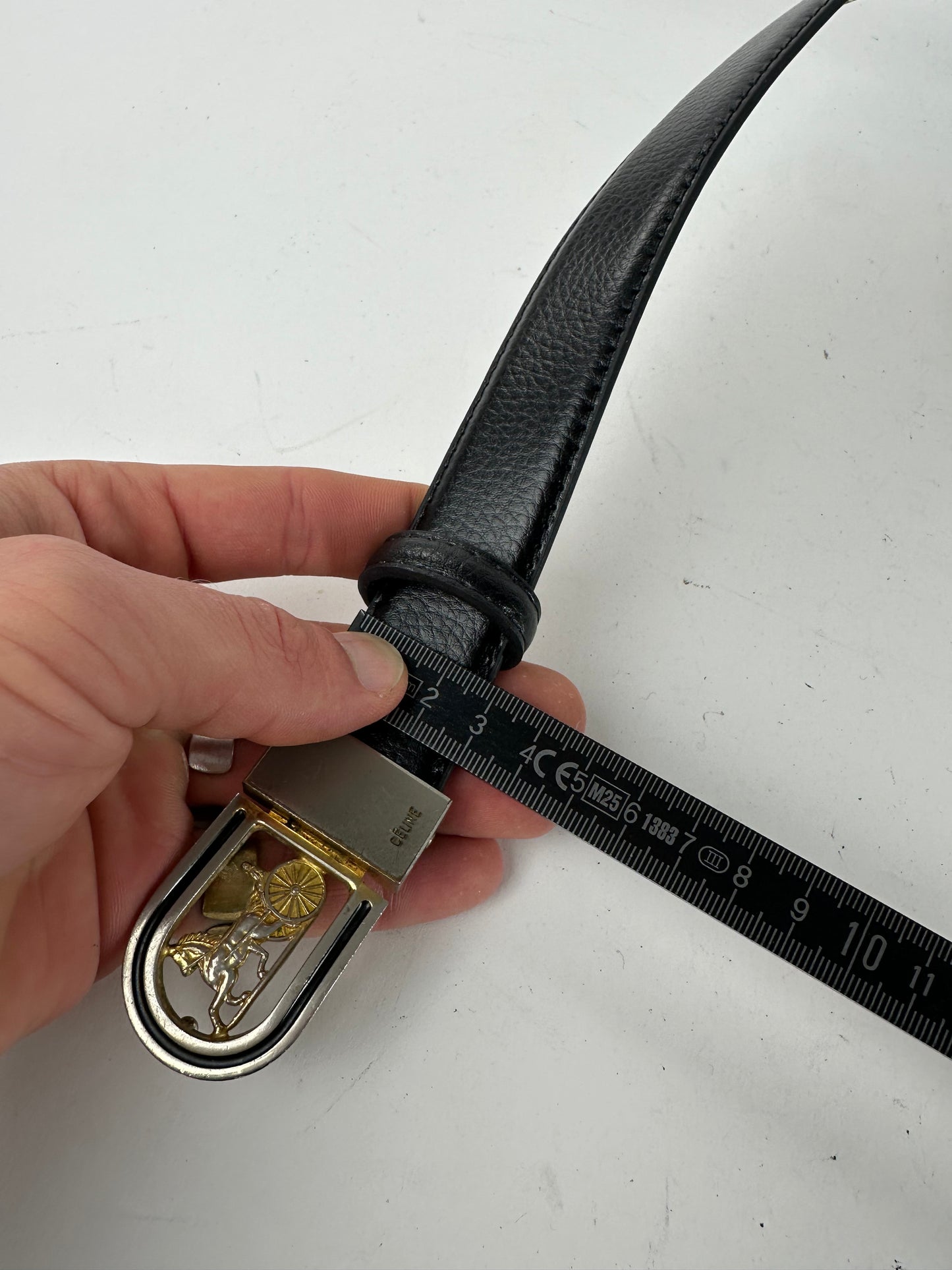 Vintage Celine Snake Emblossed Leather Belt Black