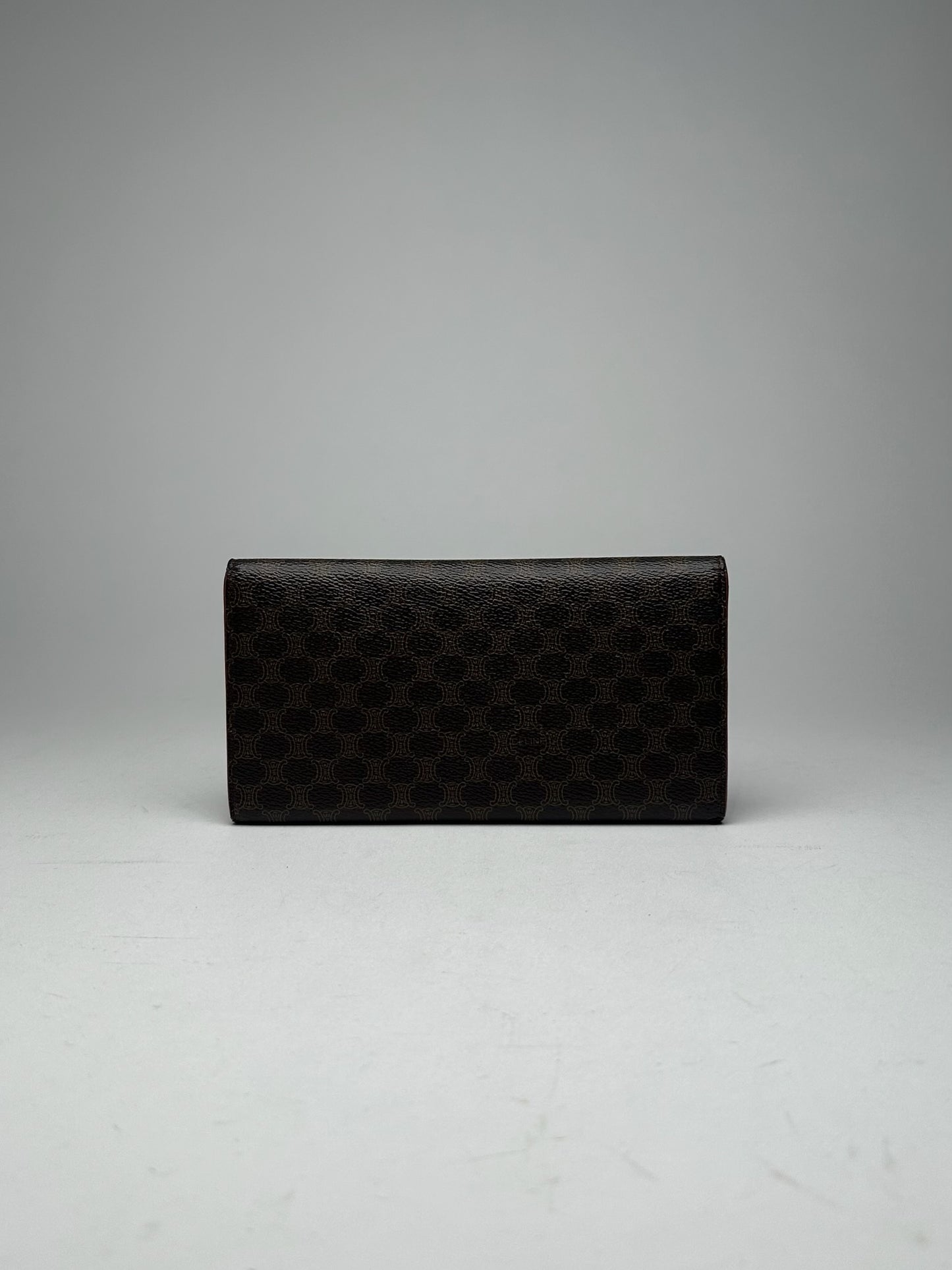 Vintage Celine Triomphe Leather Monogram Wallet Brown