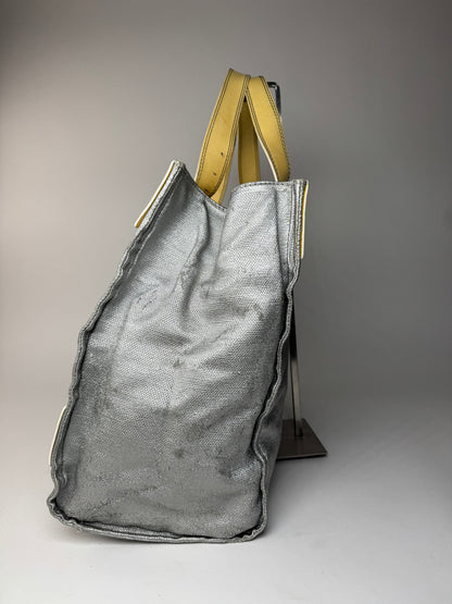 Vintage Chloe Big Tote Bag Silver Yellow white
