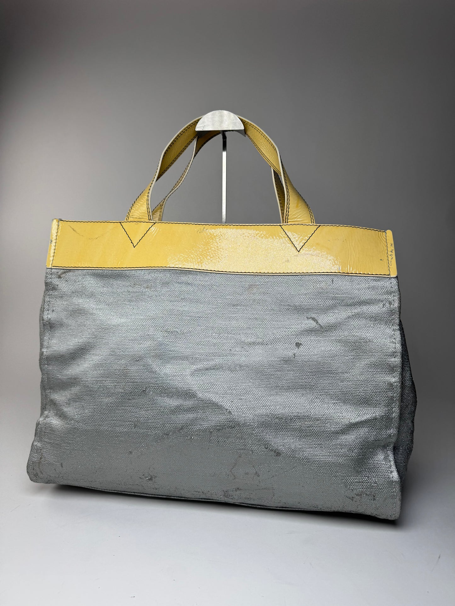 Vintage Chloe Big Tote Bag Silver Yellow white