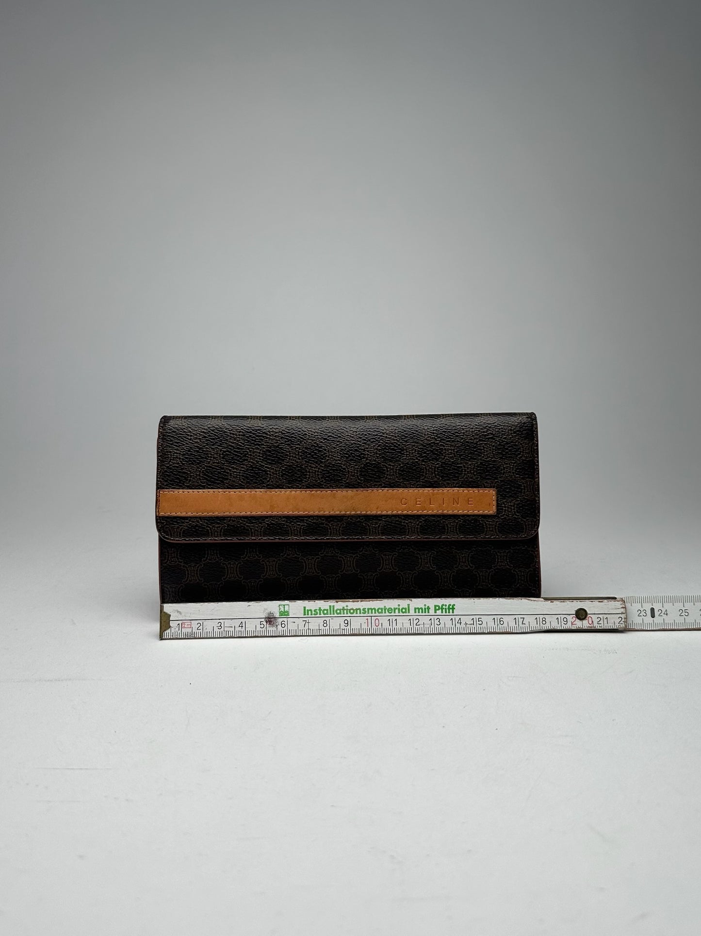 Vintage Celine Triomphe Leather Monogram Wallet Brown