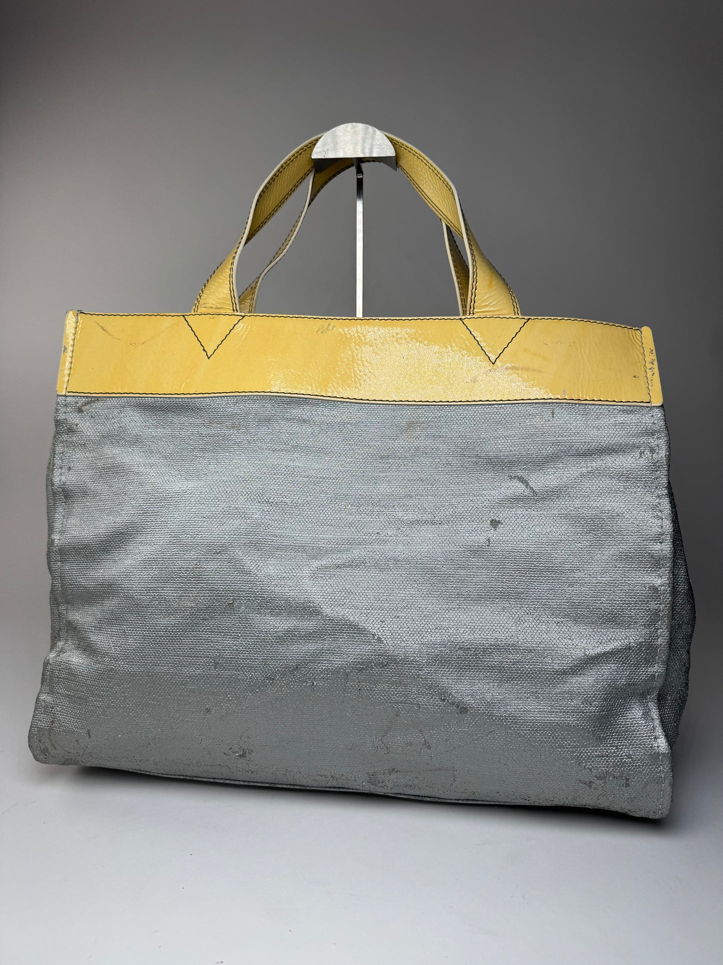 Vintage Chloe Big Tote Bag Silver Yellow white