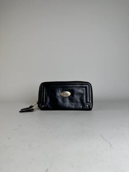 Vintage Chloe Leather Zip Wallet Black Gold